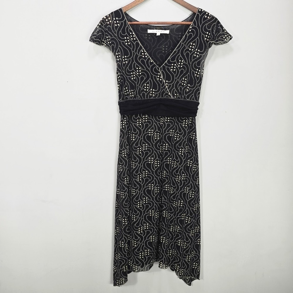 VTG Studio M Y2K Midi Dress S Mesh Overlay Babydoll Whimsigoth Dark Fairy Grunge